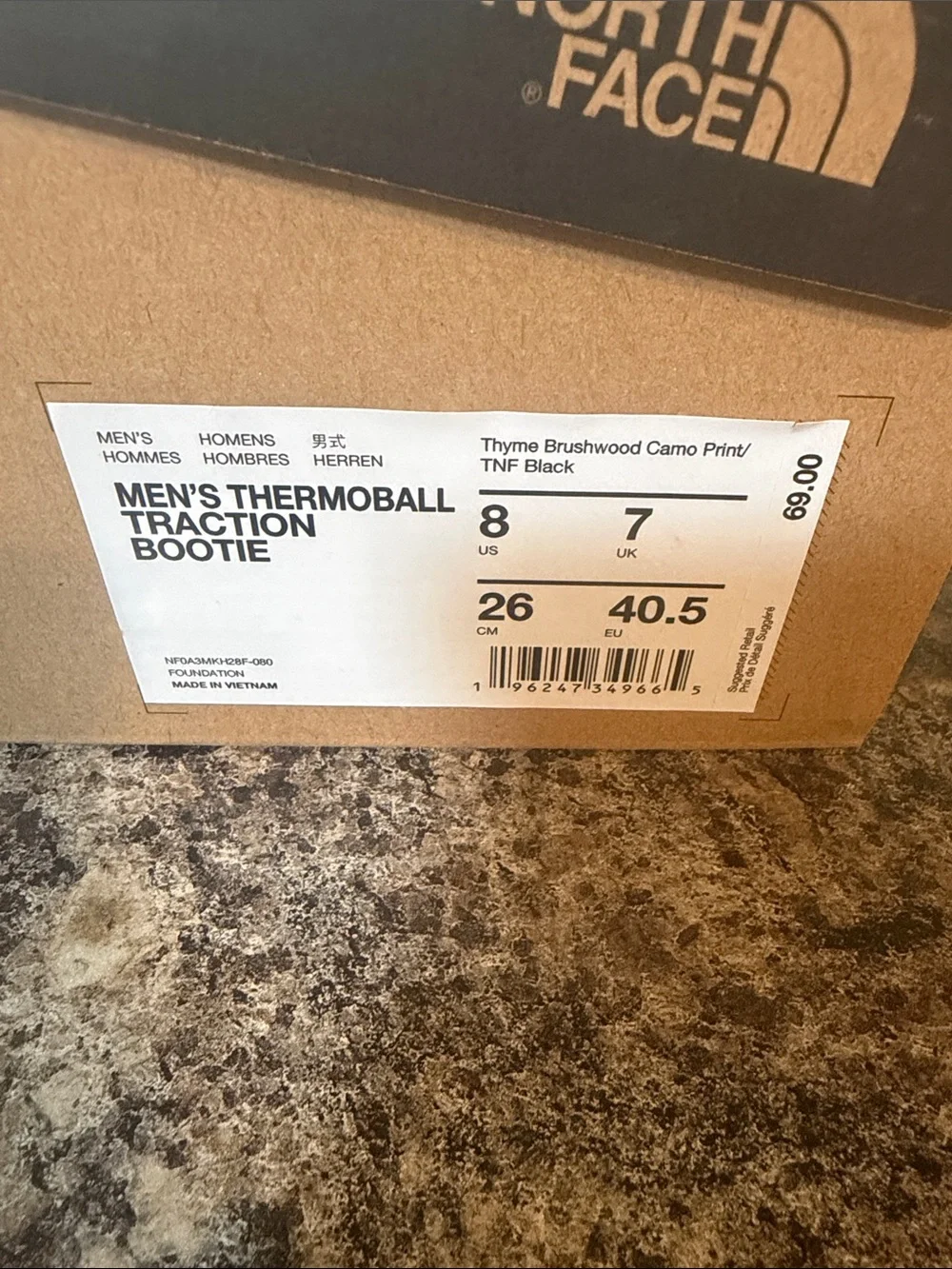 The North Face Mens Thermoball traction bootie camo - Green/Black